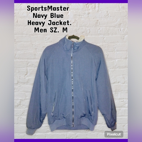Sports Master Navy Fleece Lined Windbreaker with Stand-Up Collar, And Full Zip - Picture 1 of 7